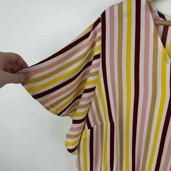 Lane Bryant Womens V-Neck Smock Waist Short Sleeve Top Sz 18 | Lightweight Flowy - Picture 6 of 16